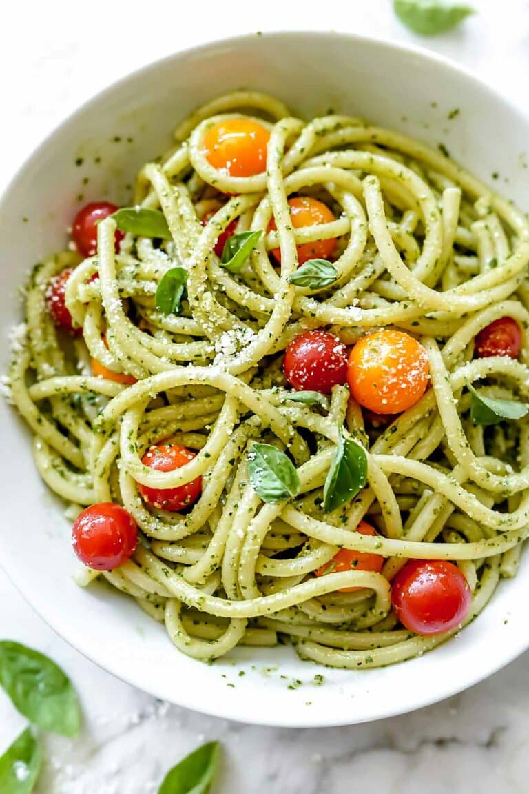 Homemade Pesto Pasta Recipe | foodiecrush.com