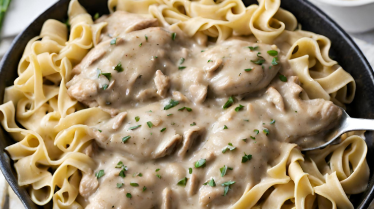 Chicken Stroganoff with Egg Noodles