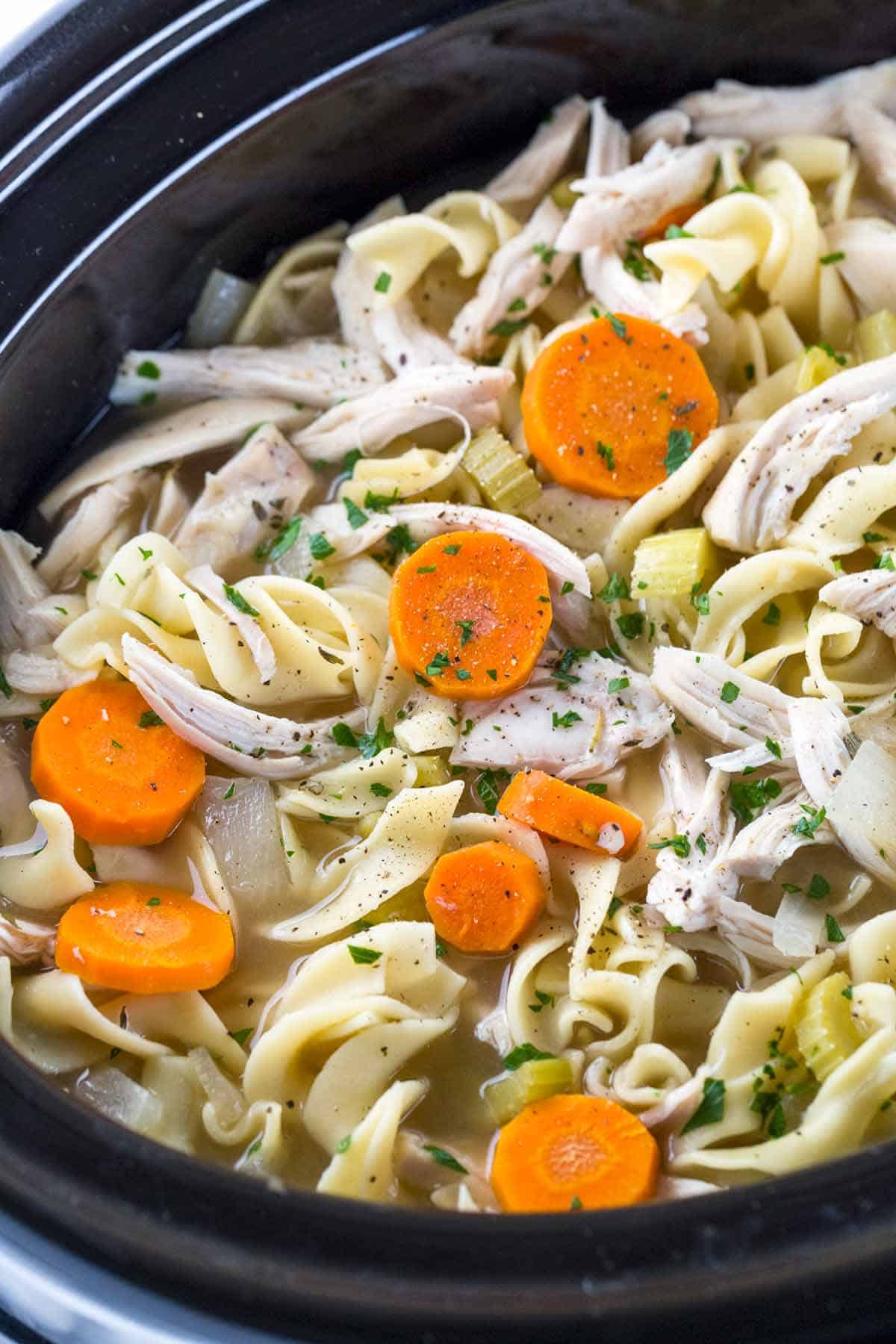 Easy Slow Cooker Chicken Noodle Soup Recipe | Jessica Gavin