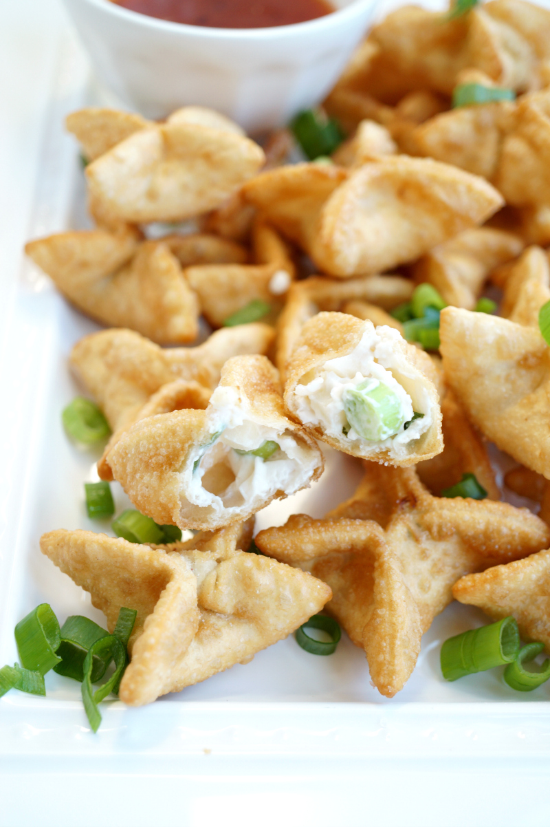 vegan crab cream cheese wontons - The Baking Fairy