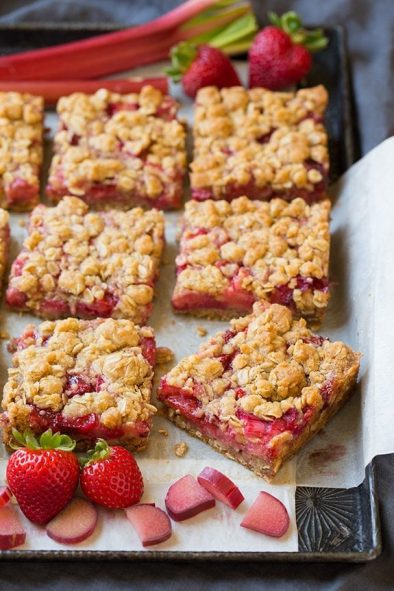 Strawberry Rhubarb Bars (with Crumb Topping!) - Cooking Classy